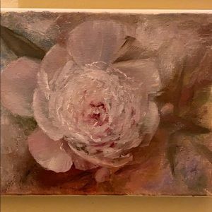 Oil painting pion flower 9x12